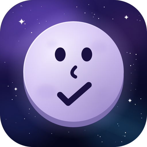 The Oblongato app icon: Oblo, a smiling moon, in a starry sky